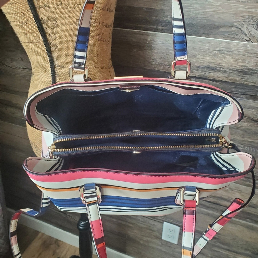 Kate Spade Laurel Way Berber Stripe Pink Tote Crossbody - Picture 10 of 14